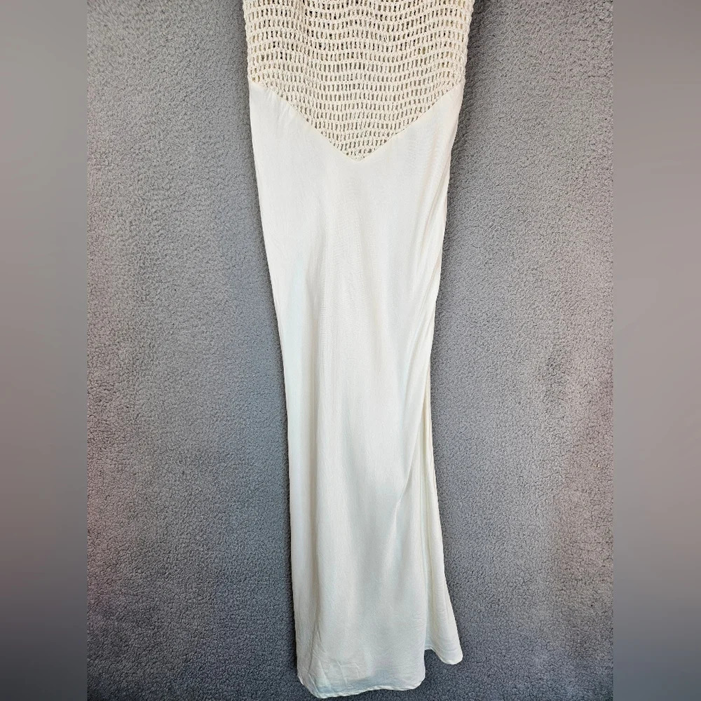 Topshop Midi Slip Dress Womens Sz 6/S Ivory Crochet Bodice - Picture 4 of 12